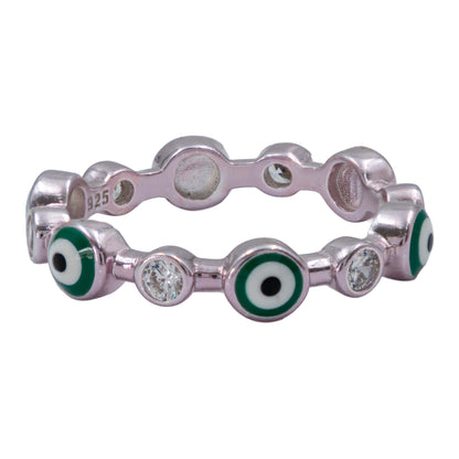 Anillo Ojo Turco Churumbela Completa Zirconias Plata 925