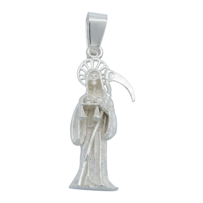 Dije Santa Muerte Liso Vista 3d Relleno De Plata Solida 925