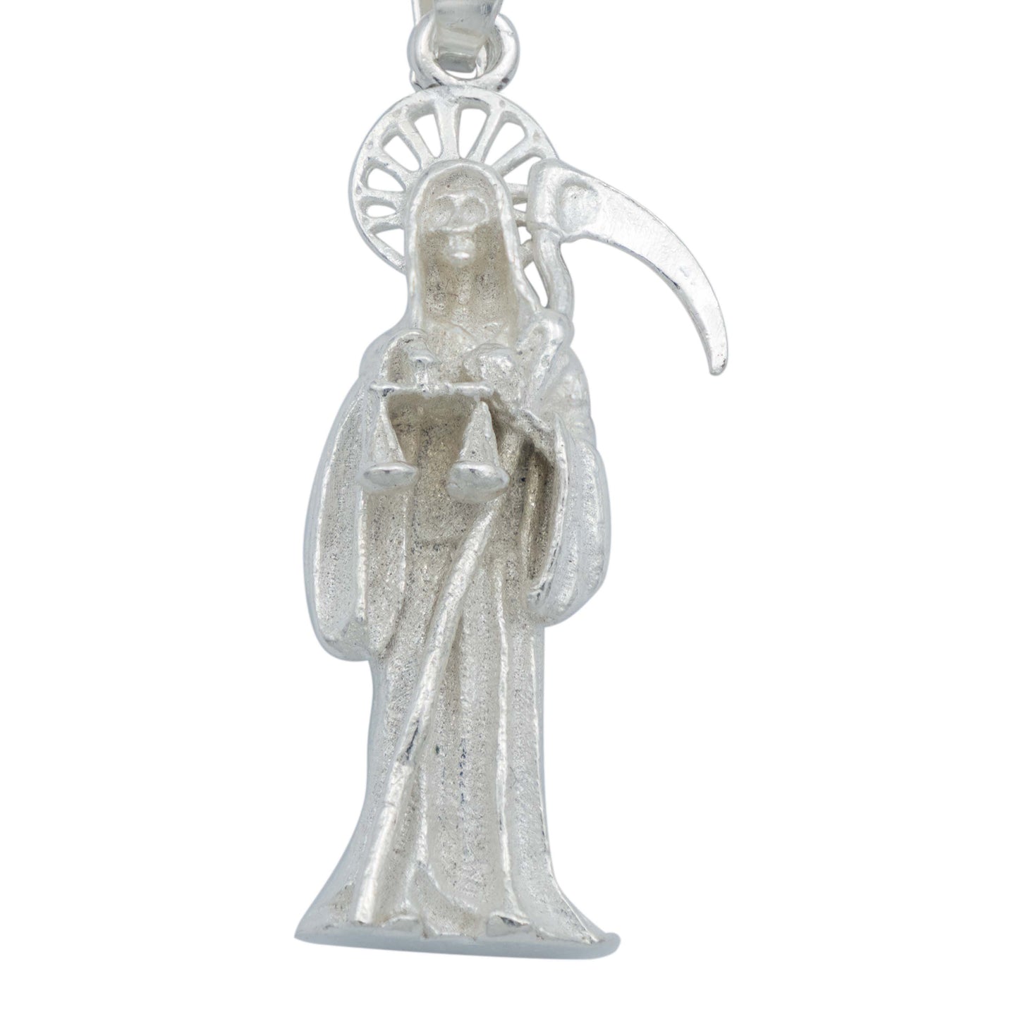 Dije Santa Muerte Liso Vista 3d Relleno De Plata Solida 925