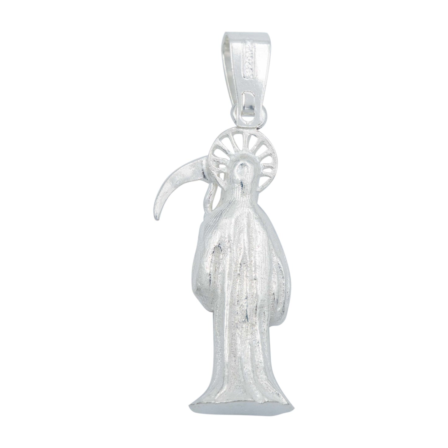 Dije Santa Muerte Liso Vista 3d Relleno De Plata Solida 925