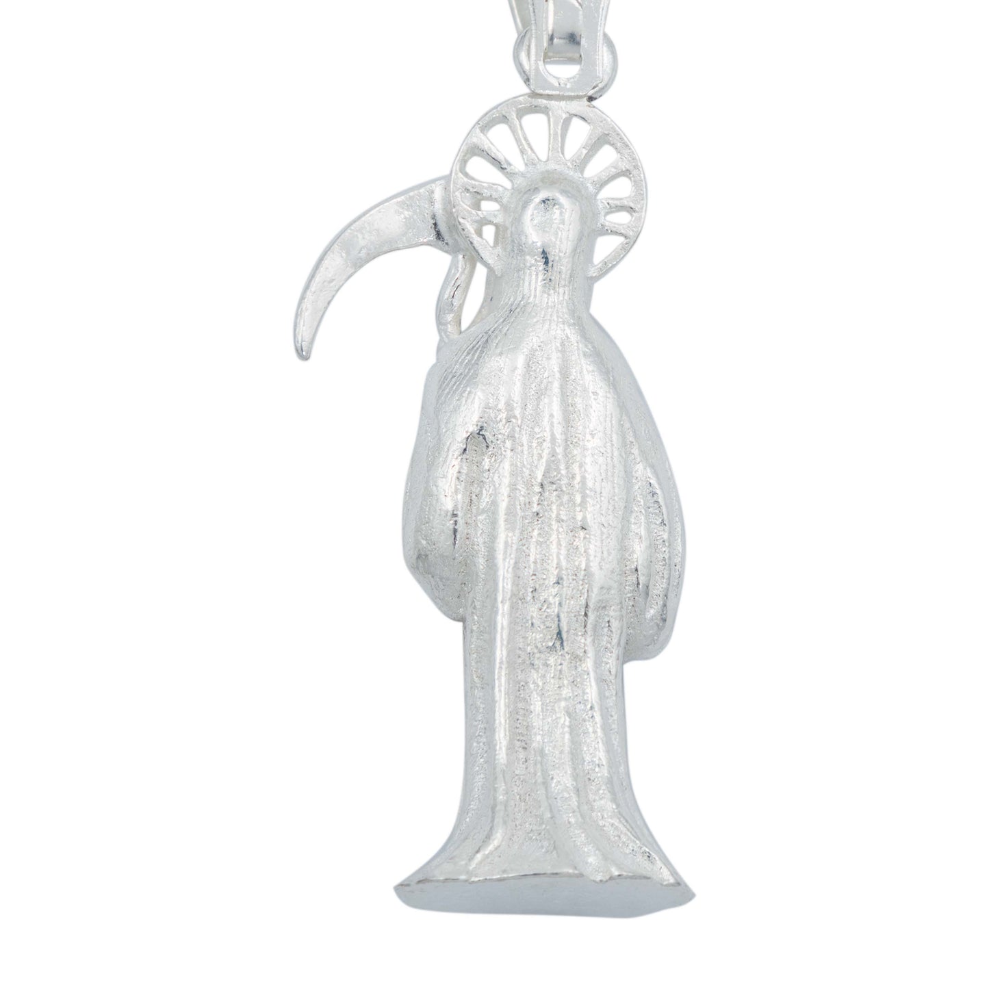 Dije Santa Muerte Liso Vista 3d Relleno De Plata Solida 925