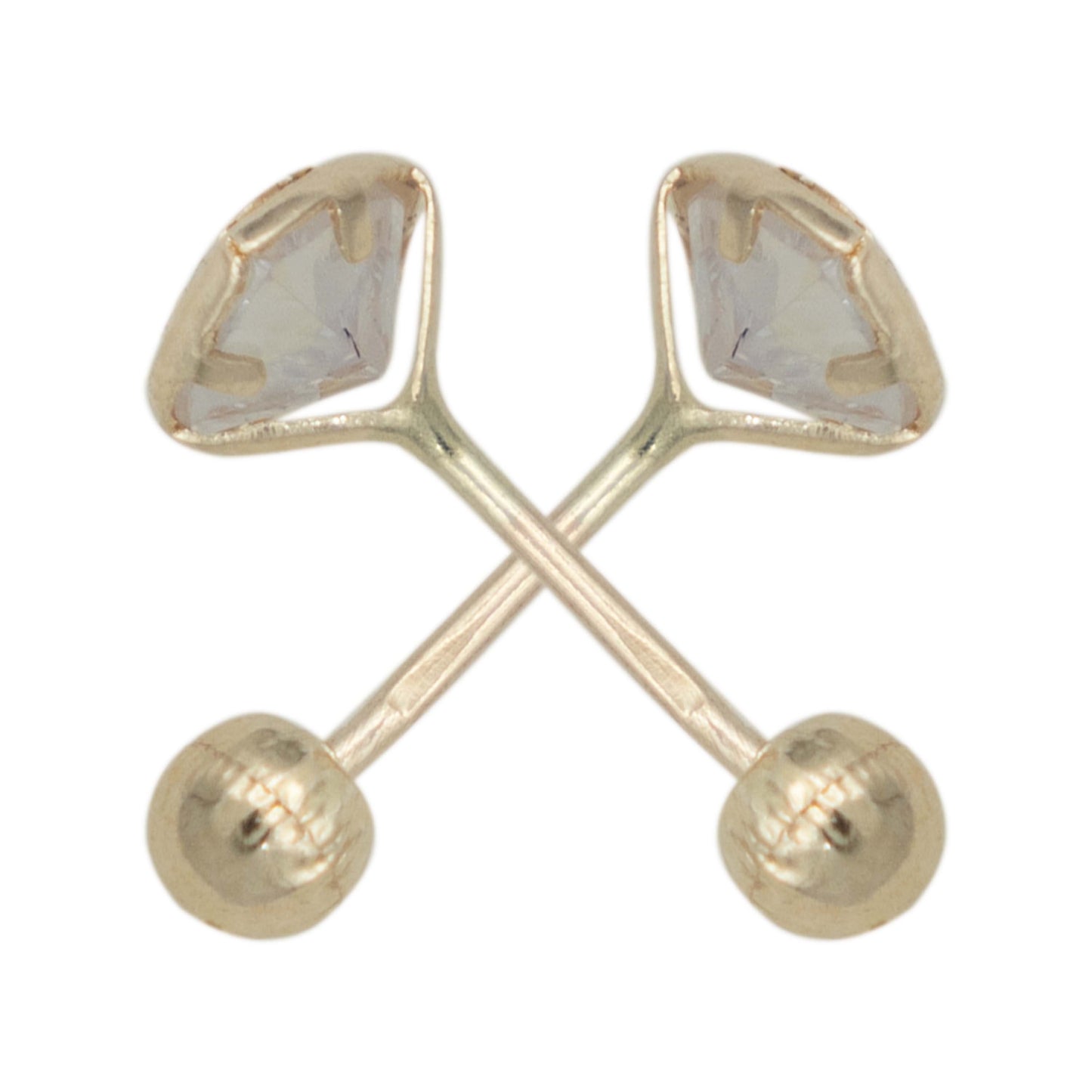 Arete Broquel Corazón Lisa Zirconia Amor Regalo Oro 10k 4 Mm