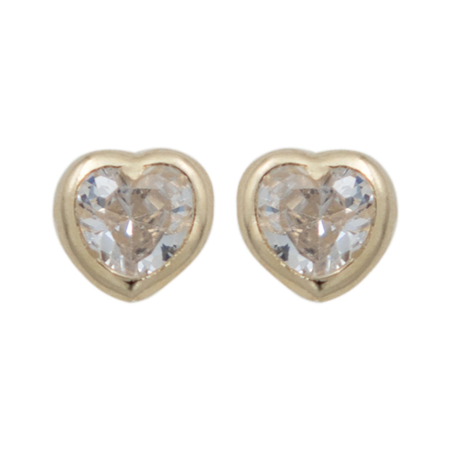 Arete Broquel Corazón Lisa Zirconia Amor Regalo Oro 10k 4 Mm