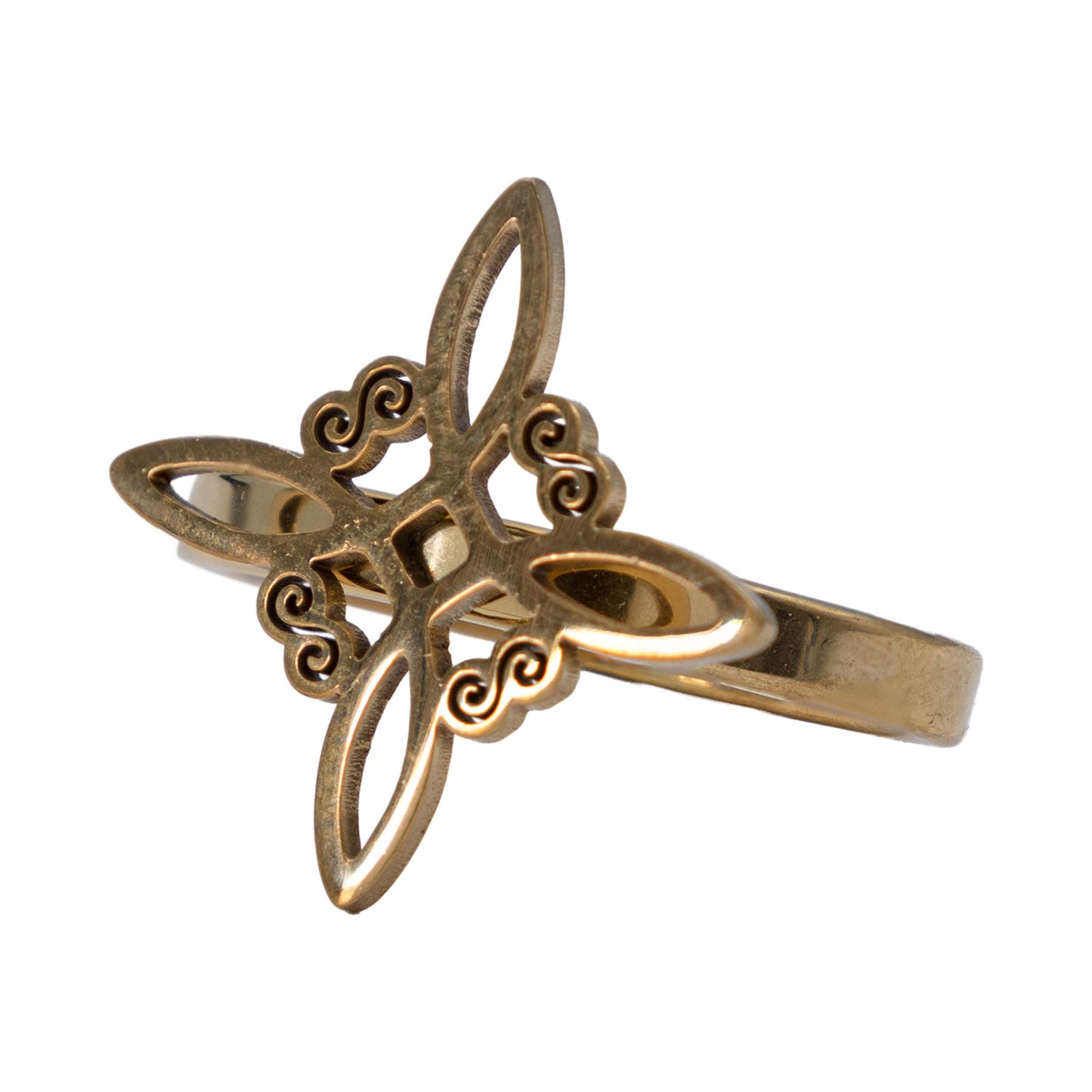 Anillo Nudo De Bruja Celta Laser  Dorado Grande Hombre Mujer