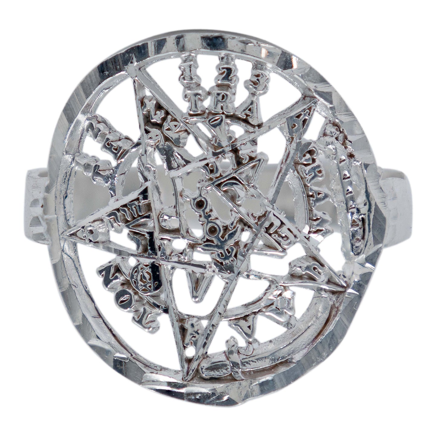 Anillo Tetragramaton Diamantado Hombre Mujer Plata 925