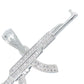 Dije Rifle Ak 47 Zirconias Bélico Metralleta Plata 925