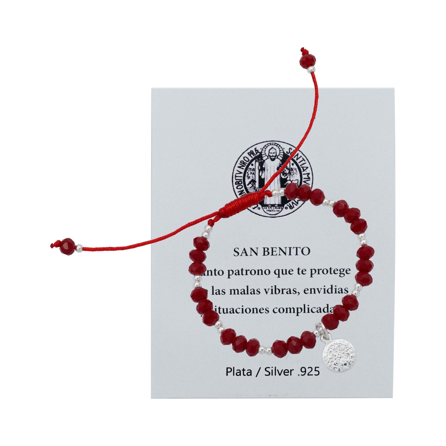 Pulsera Niño Artesanal Hilo San Benito Medalla Plata 925