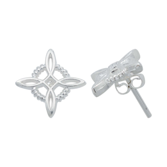 Arete Broquel Nudo Bruja Celta Clásico Liso Amuleto Plata925