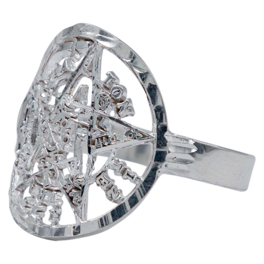 Anillo Tetragramaton Diamantado Hombre Mujer Plata 925