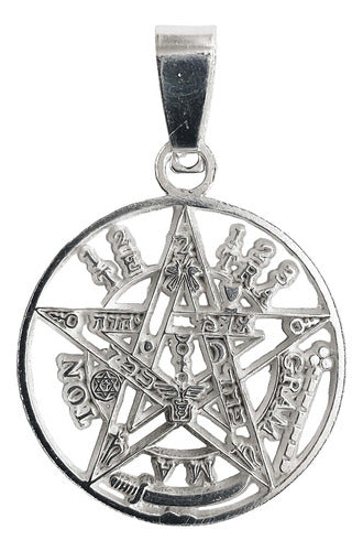 Dije Tetragramaton Medalla Pentagrama Grande En Plata 925
