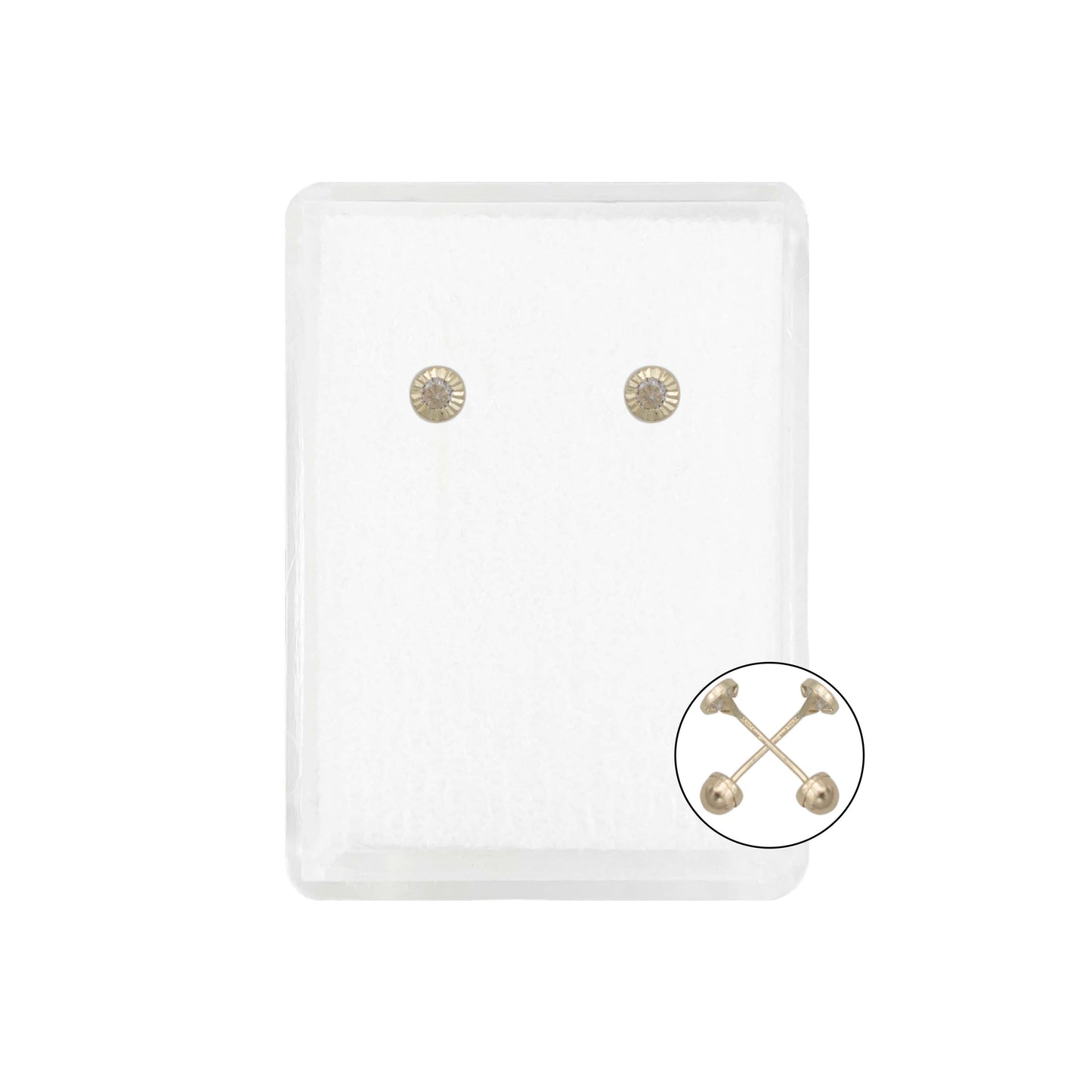 Arete Broquel Bisel Diamantado Zirconia Regalo 2.5 Mm Oro14k