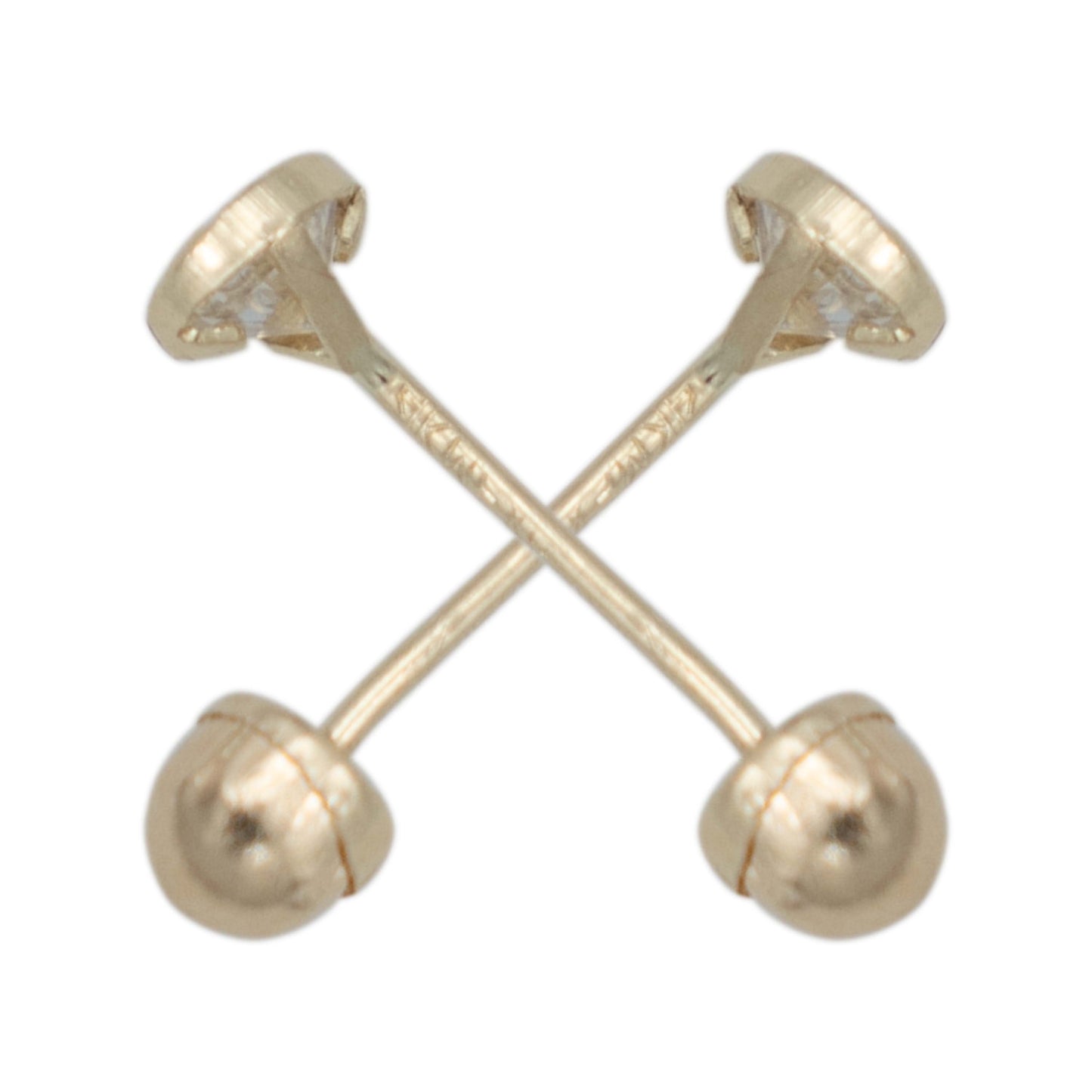 Arete Broquel Bisel Diamantado Zirconia Regalo 2.5 Mm Oro14k