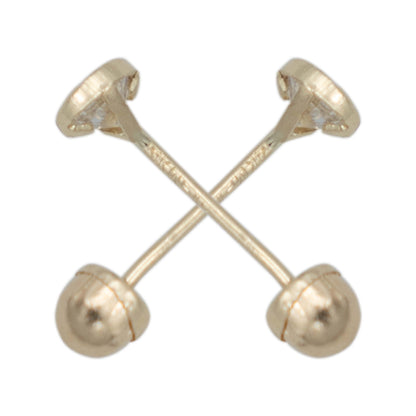 Arete Broquel Bisel Diamantado Zirconia Regalo 2.5 Mm Oro14k