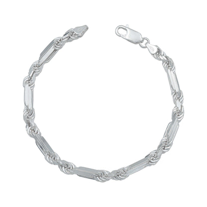 Pulsera Gruesa Torsal Figaro Hombre Plata Italy 925 5 Mm