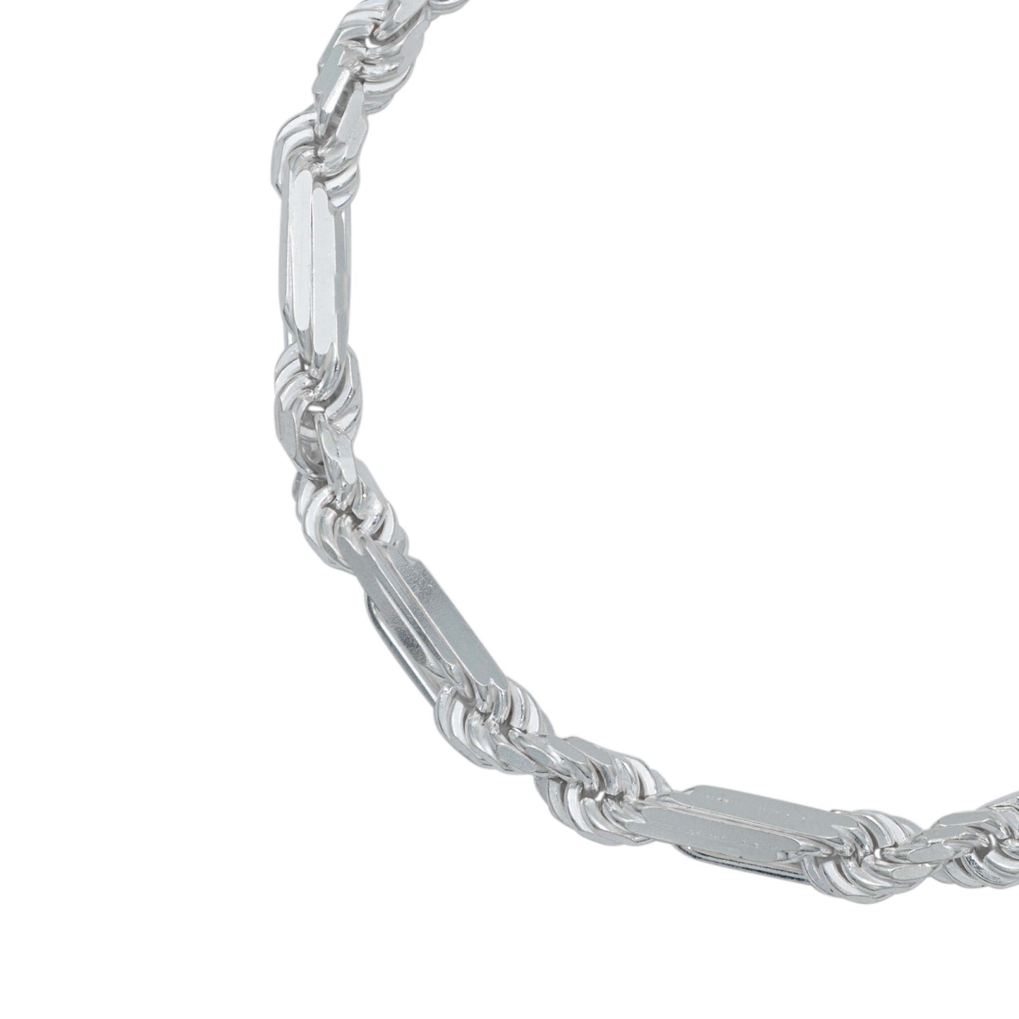 Pulsera Gruesa Torsal Figaro Hombre Plata Italy 925 5 Mm