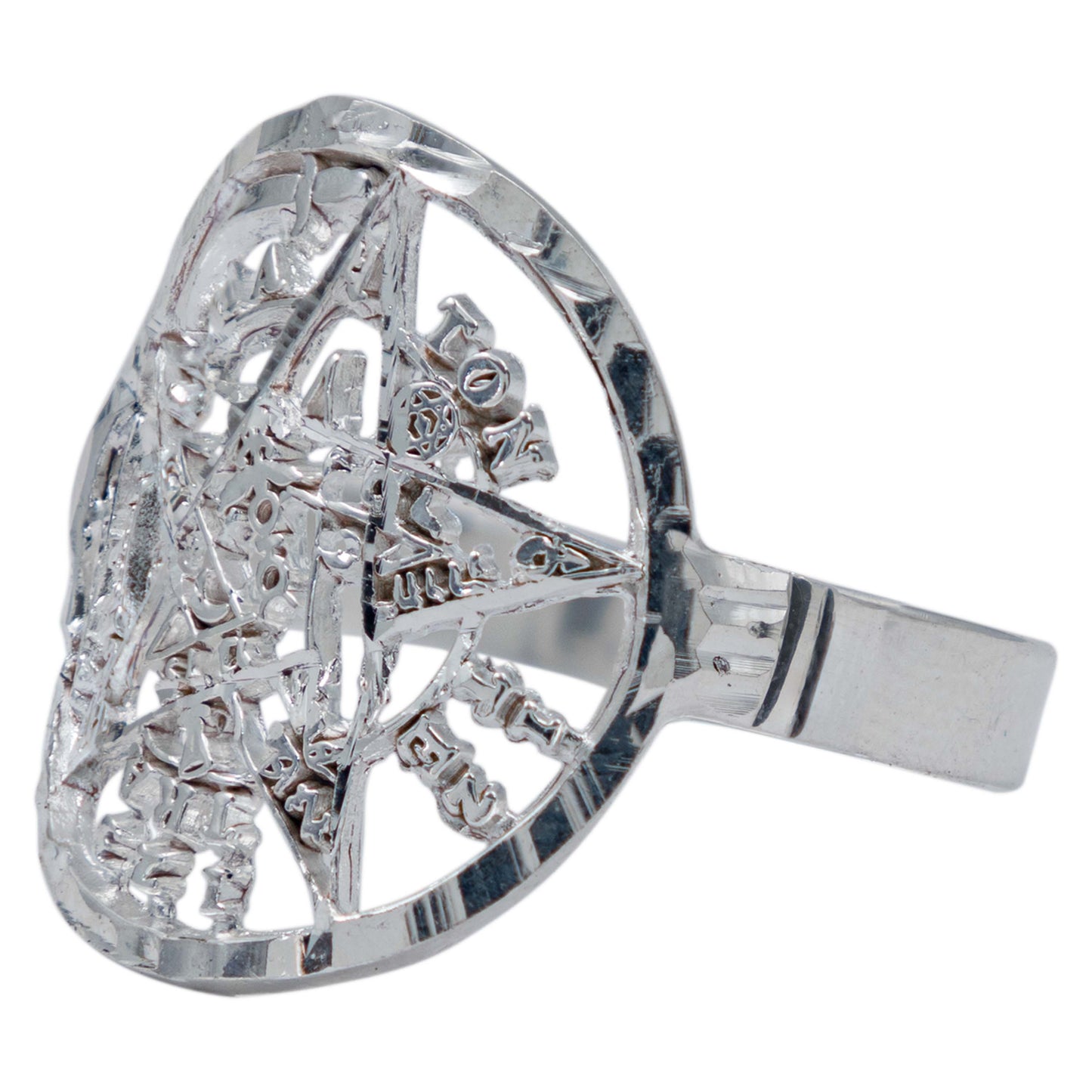Anillo Tetragramaton Diamantado Hombre Mujer Plata 925