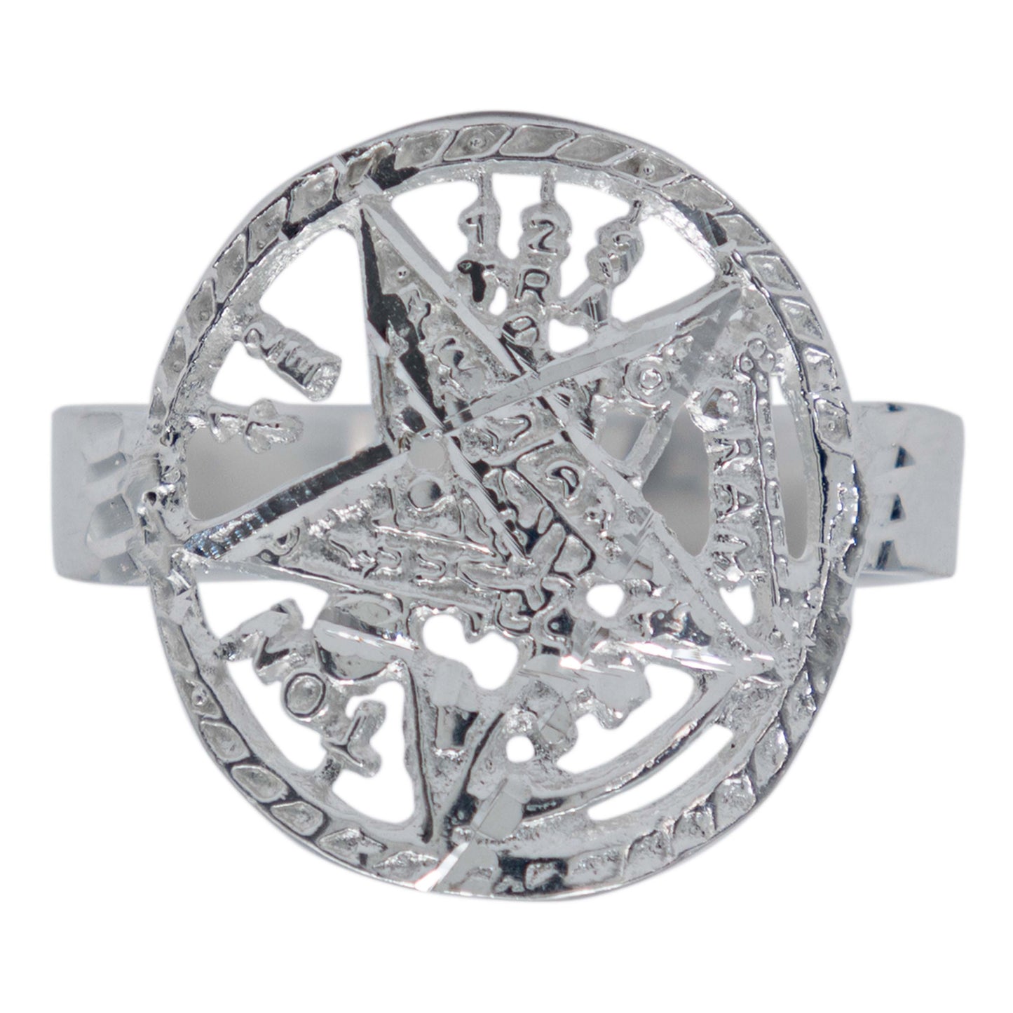 Anillo Tetragramaton Diamantado Hombre Mujer Plata 925