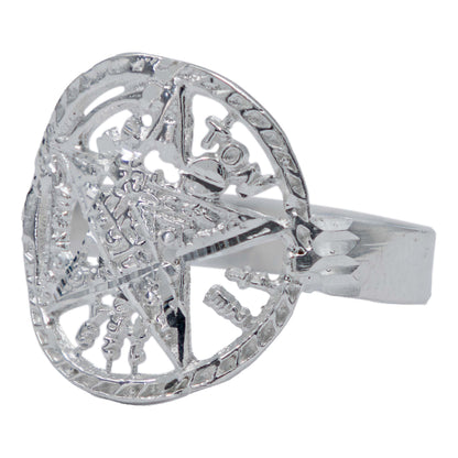 Anillo Tetragramaton Diamantado Hombre Mujer Plata 925