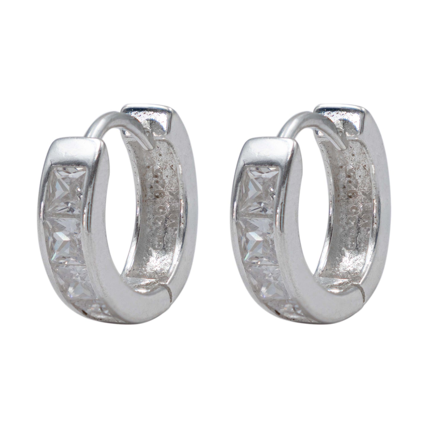 Arracadas Huggies Medianas 4 Zirconias Mujer Plata 925