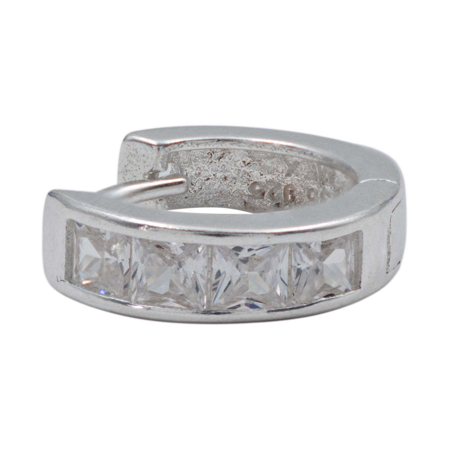 Arracadas Huggies Medianas 4 Zirconias Mujer Plata 925