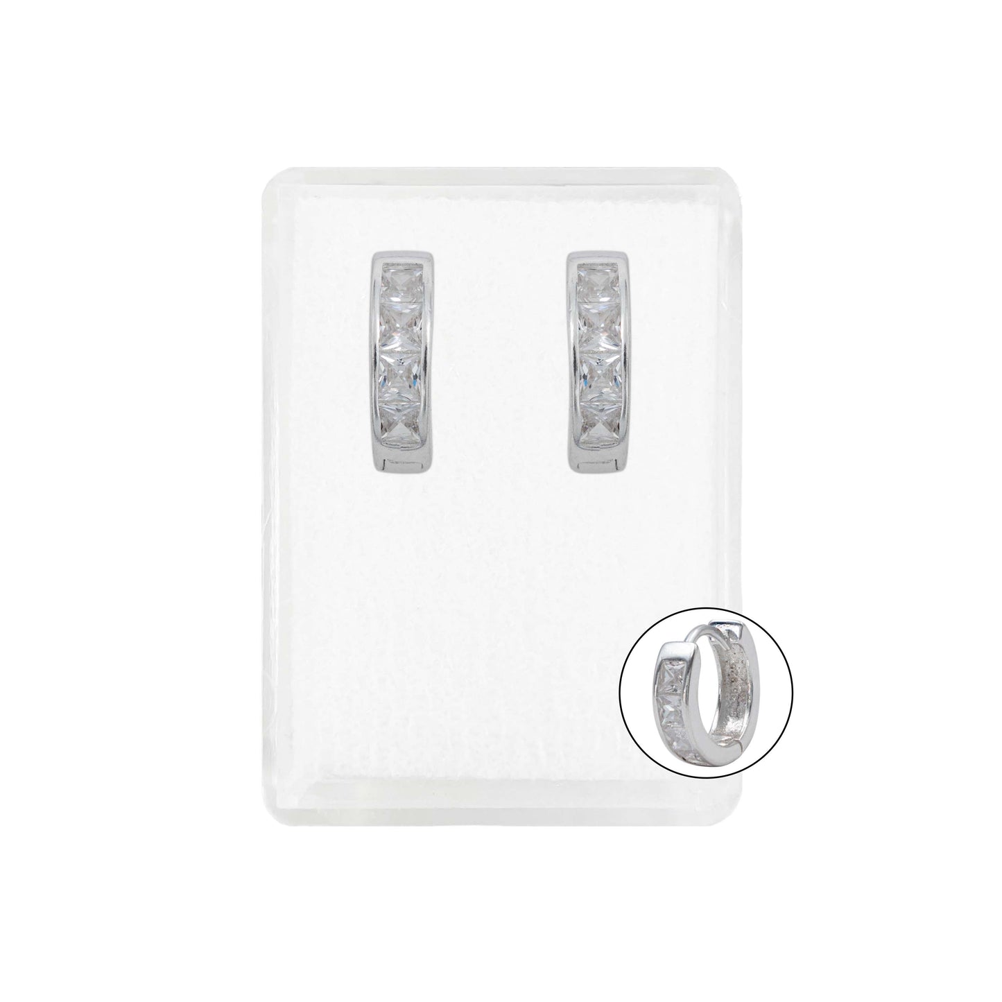 Arracadas Huggies Medianas 4 Zirconias Mujer Plata 925