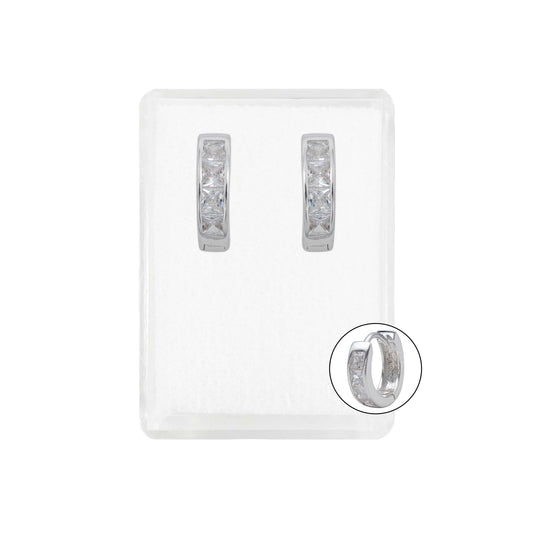 Arracadas Huggies Medianas 4 Zirconias Mujer Plata 925