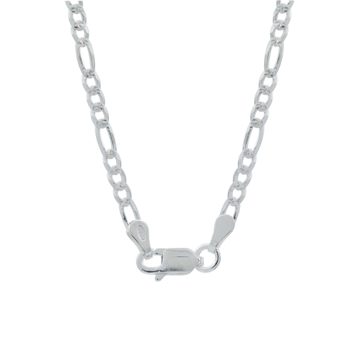 Cadena De Plata 925 Diamantada Hombre Fígaro 60 Cm X 6 Mm