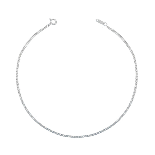 Tobillera Tejido Cubano Barbado Mujer Plata 925 1.5 Mm