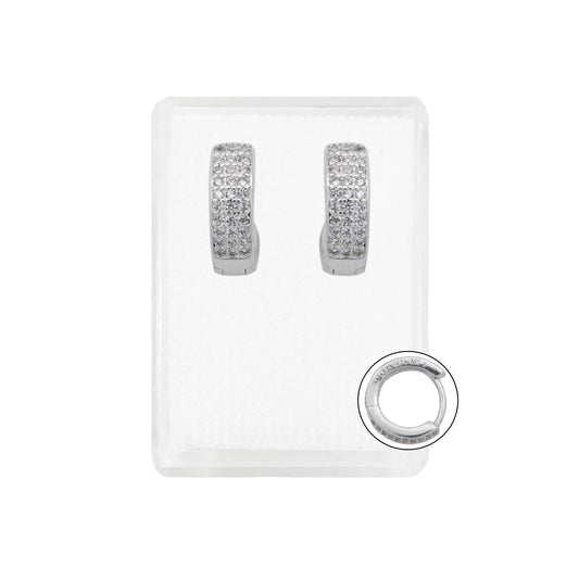 Arracadas Huggies Medianas 30 Zirconias Mujer Plata 925