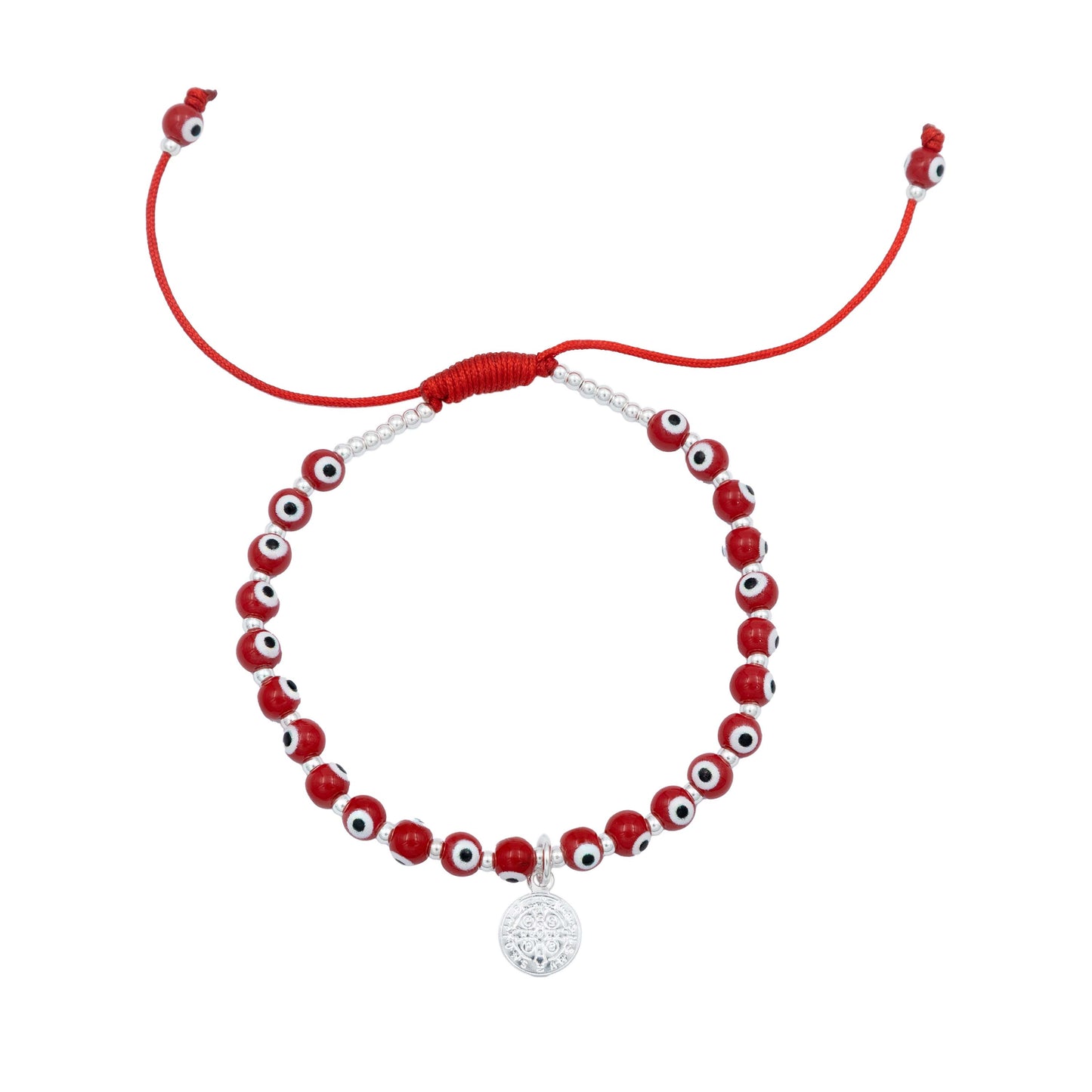Pulsera Ajustable San Benito Ojo Turco Artesanal Plata 925