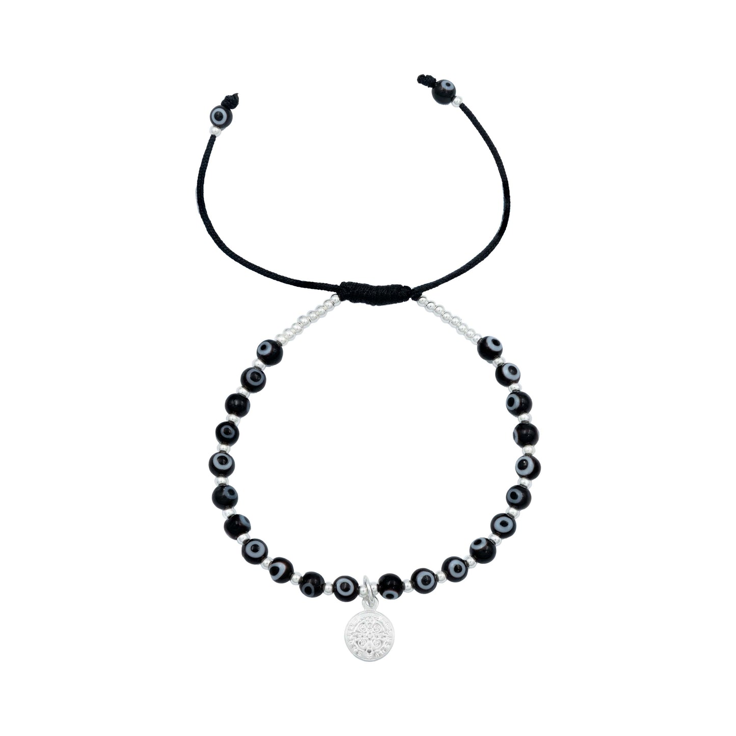 Pulsera Ajustable San Benito Ojo Turco Artesanal Plata 925