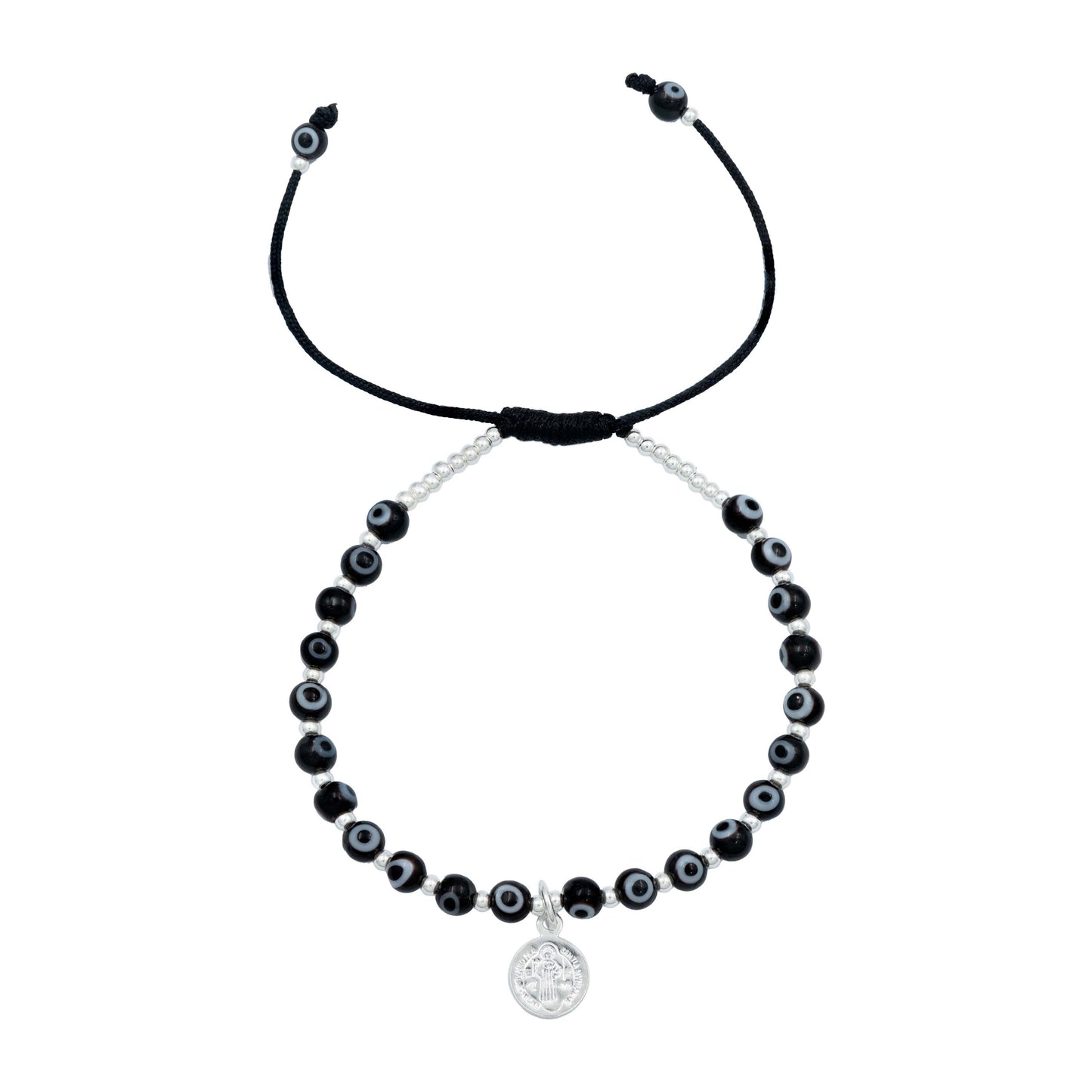 Pulsera Ajustable San Benito Ojo Turco Artesanal Plata 925