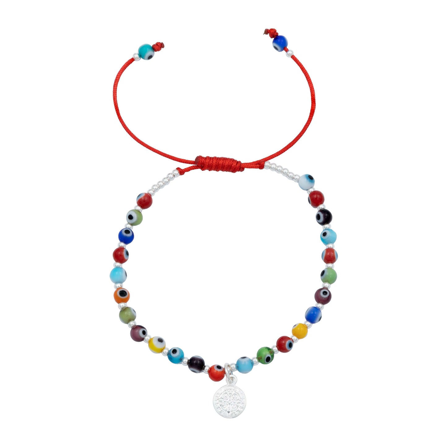 Pulsera Ajustable San Benito Ojo Turco Artesanal Plata 925