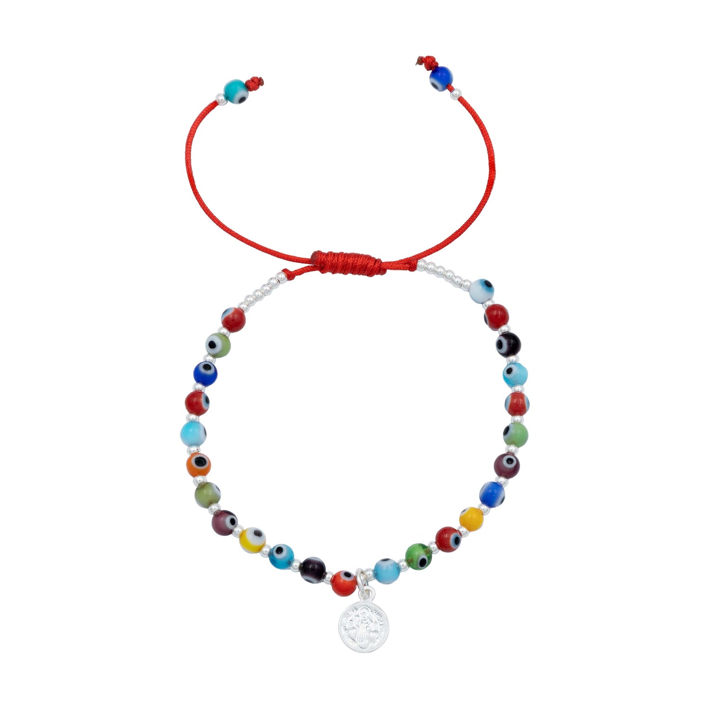 Pulsera Ajustable San Benito Ojo Turco Artesanal Plata 925