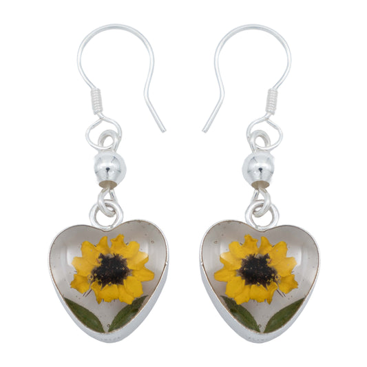 Aretes Girasol Encapsulado Amor Regalo Shrek Plata 925