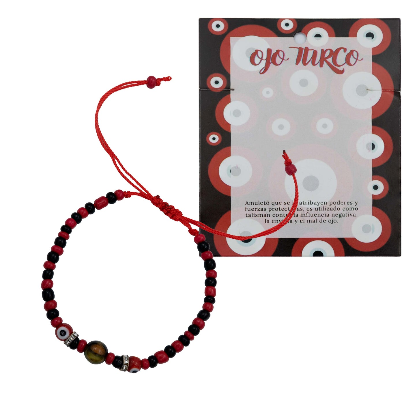 Pulsera Ajustable Ojo Turco Suerte Protección Liston Rojo