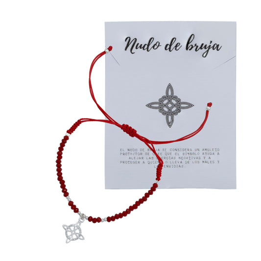Pulsera Nudo Bruja Ajustable Artesanal Zirconias Plata S925
