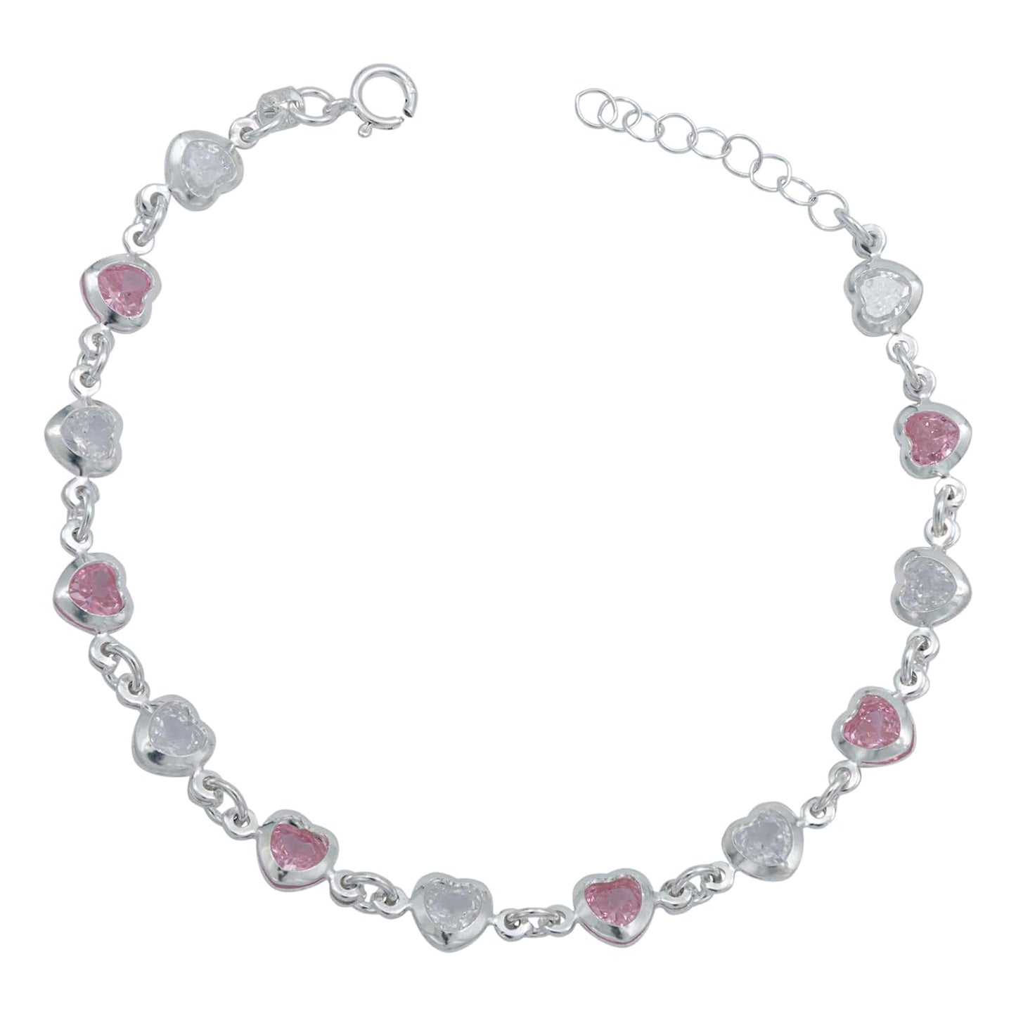 Pulsera Corazones Zirconias Amor Mujer Regalo Plata 925