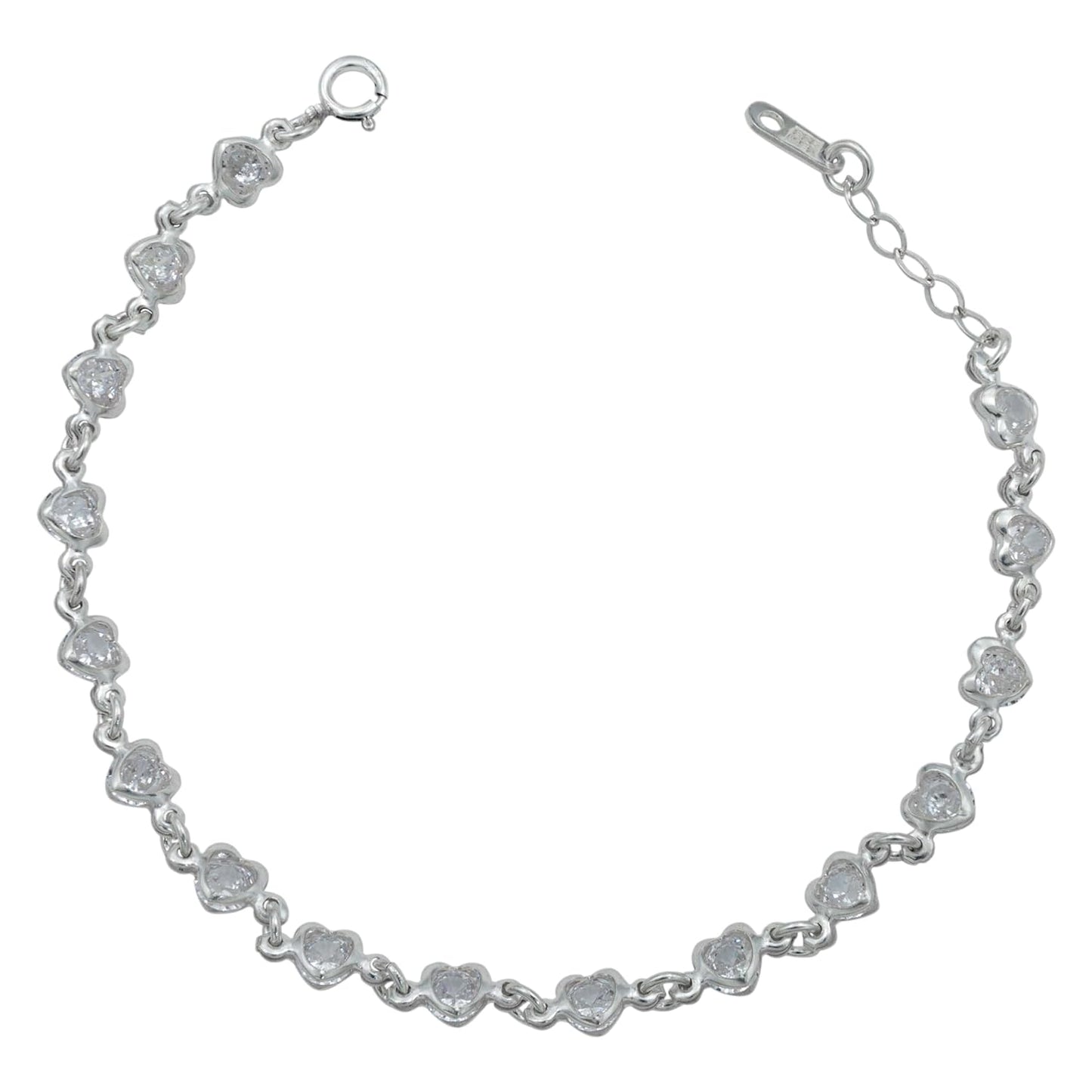 Pulsera Corazones Zirconias Amor Mujer Regalo Plata 925