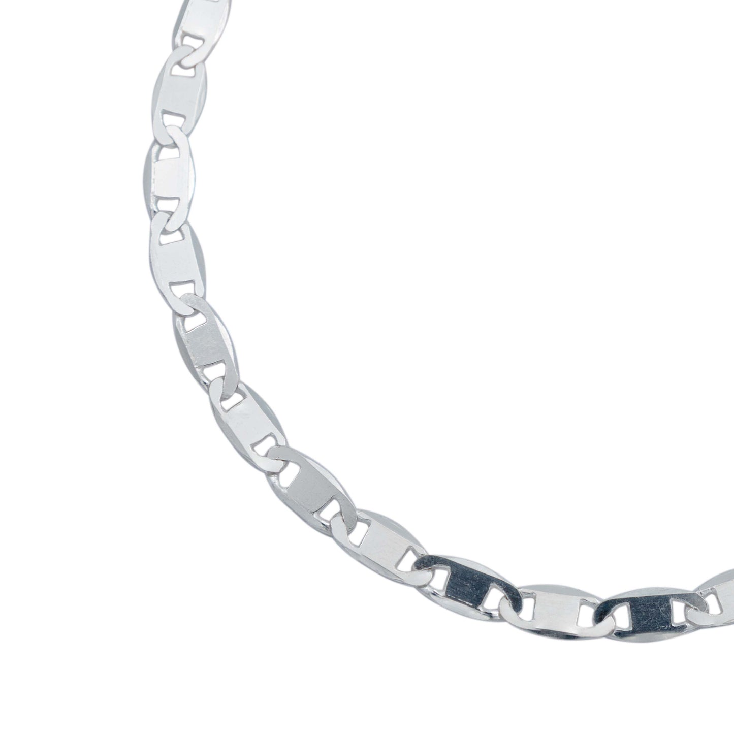 Pulsera Marinera Lisa Espejo Hombre Mujer Plata 925 4 Mm