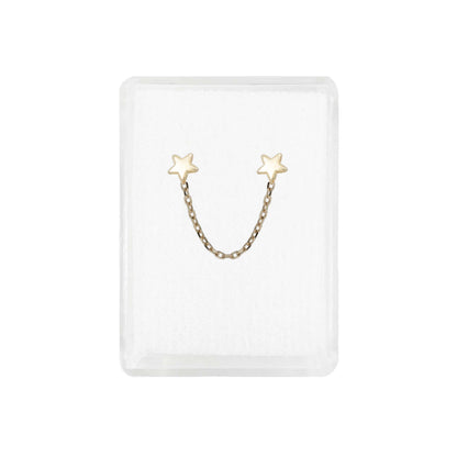 Arete Broquel Cadena Estrella Y Estrella Mujer Regalo Oro10k