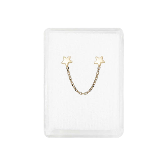 Arete Broquel Cadena Estrella Y Estrella Mujer Regalo Oro10k