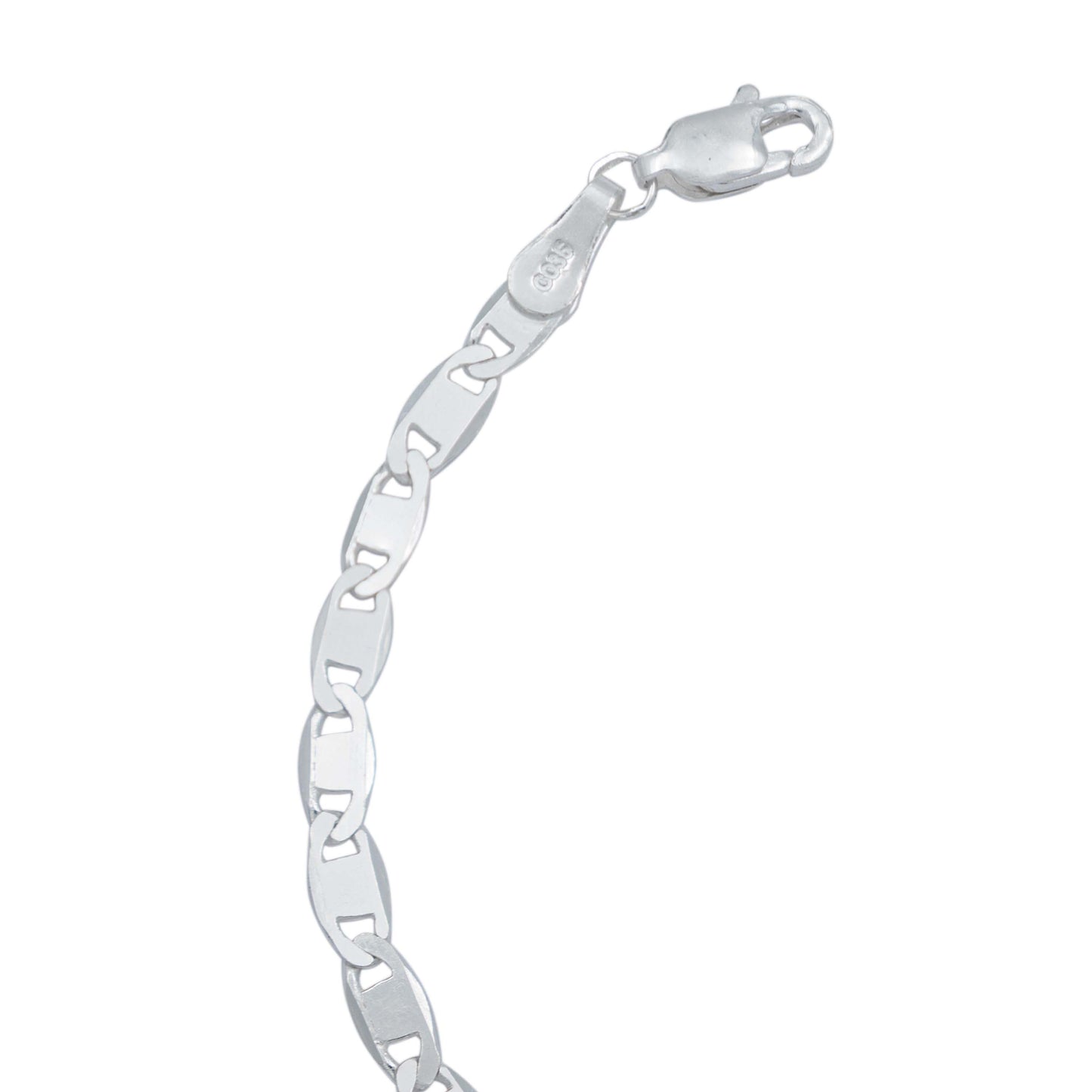 Pulsera Marinera Lisa Espejo Hombre Mujer Plata 925 4 Mm