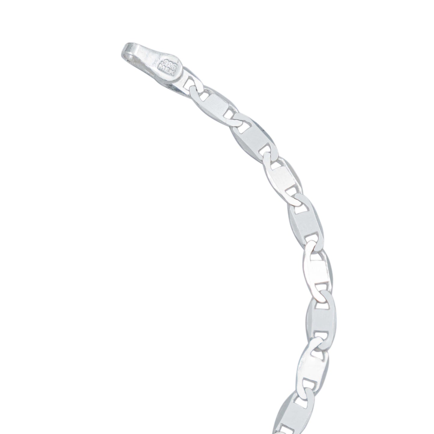 Pulsera Marinera Lisa Espejo Hombre Mujer Plata 925 4 Mm