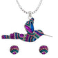 Colibri Dije Aretes Cadena Piedras Conjunto Grande Plata 925