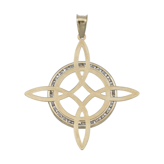 Dije Nudo De Bruja Enorme Plano Zirconias Unisex Oro 10k