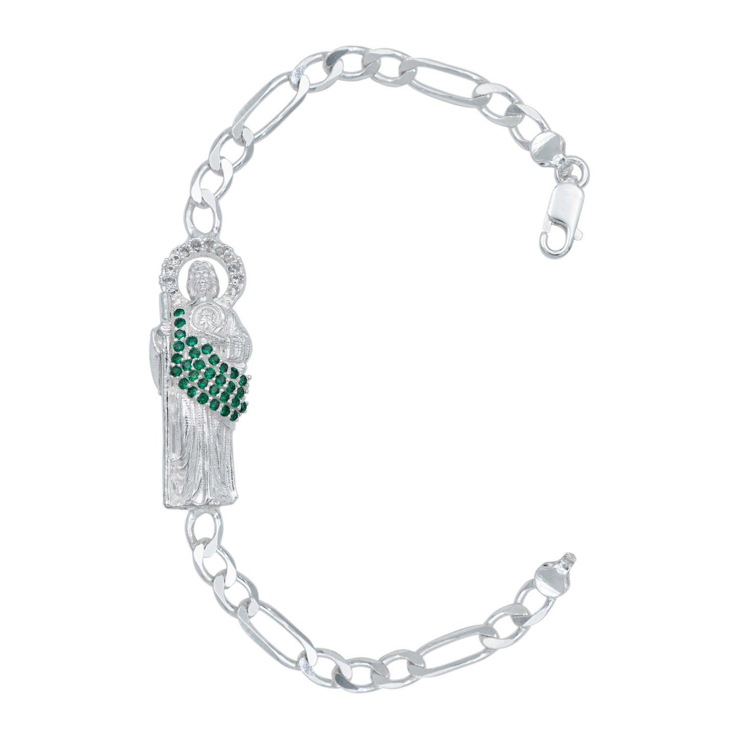 Pulsera Esclava San Judas Zirconias Tejido Figaro 3x1 5 Mm