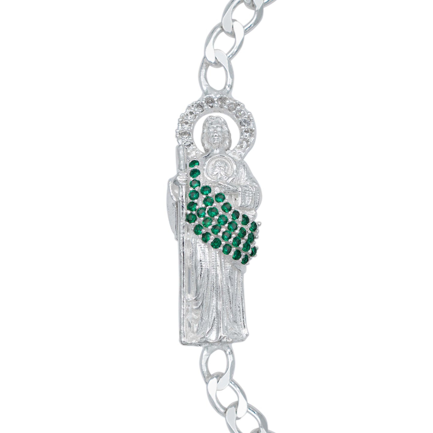 Pulsera Esclava San Judas Zirconias Tejido Figaro 3x1 5 Mm