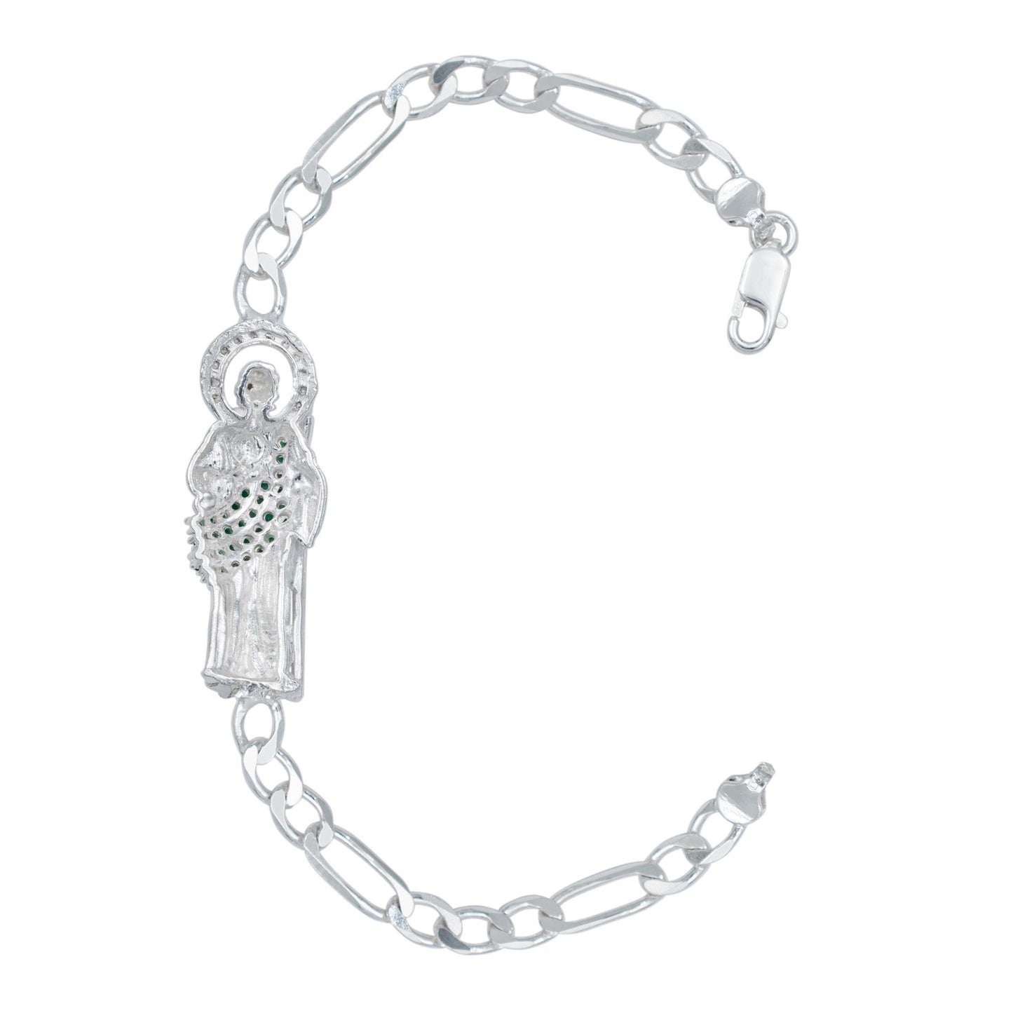 Pulsera Esclava San Judas Zirconias Tejido Figaro 3x1 5 Mm