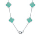 Cadena Con Dijes Trebol Esmaltado Corridos Plata 925 65 Cm